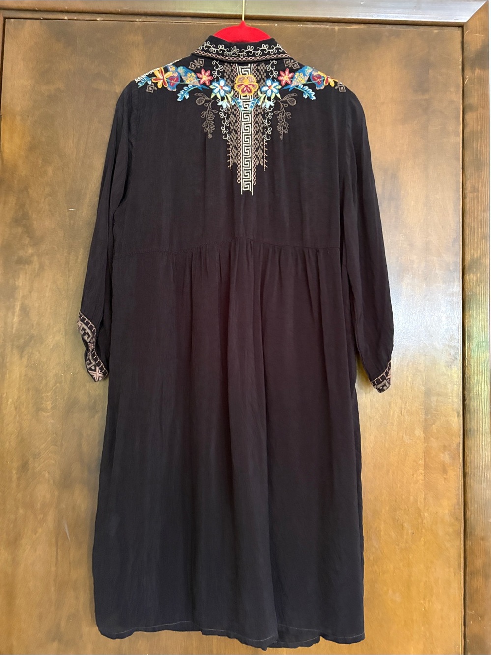Johnny Was Dark Brown Embroidered Tunic/Dress with Multicolor Accents Gorgeous - Picture 2 of 5